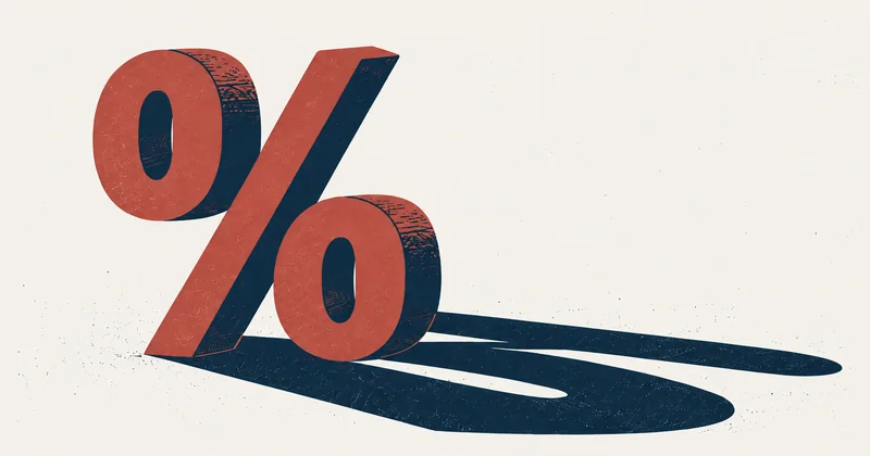 A percentage symbol casting a larger shadow.