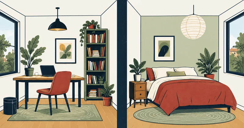 Two rooms used as a home office and guest bedroom.